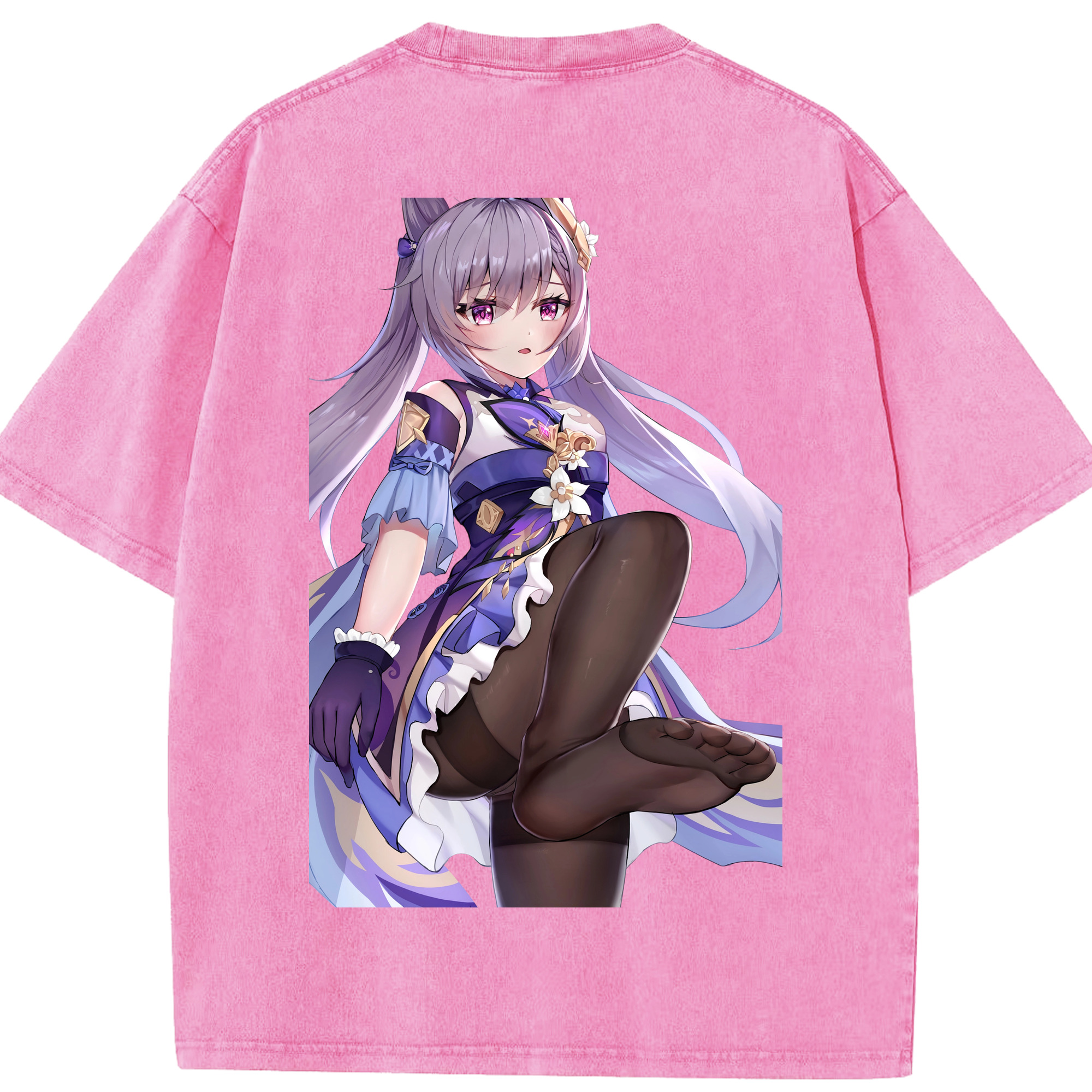 げんし神 刻晴 こくせい genshin Kokusei 綿100% ヴィンテージ風 半袖Tシャツ（背面プリント）